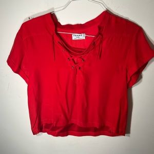 Frame Short Sleeve Silk Top, Size S